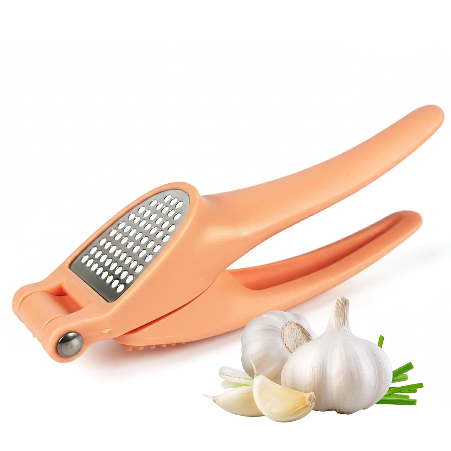 Heavy Duty Garlic Press Handheld Garlic Mincer 304 Stainless Steel Inner Chamber Ergonomic Durable No Hand Odor Just