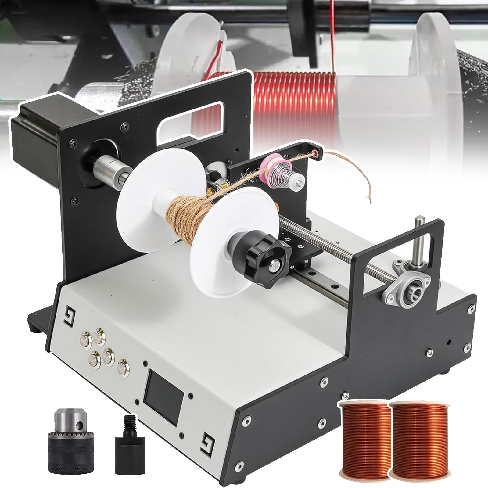 Automatic Coil Winding Machine, with Auto-Wire Alignment, 120-900rpm Coil Winder Machine, CNC Programmable Control for Audio Amplifiers, for Tube Transformer, Enameled/Solder Wires,A