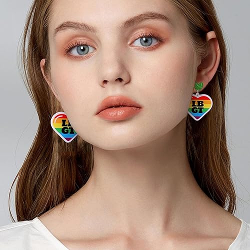 Miniatura 3 de Yimin Rainbow Earrings, LGBT Pride Dangle Earrings, Lesbian Earrings, Gay Pride Jewelry for Women & Men, LGBTQ Accessories