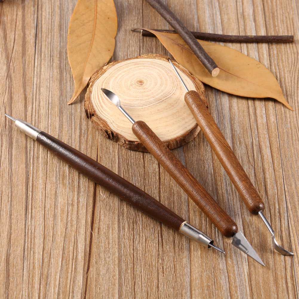 Kit De 6 Outils De Sculpture Pour Argile, Poterie, Mousse Ou Bois - Manche En Bois, Double Tête - Parfait Pour Projets Artistiques Et Artisanaux - 5
