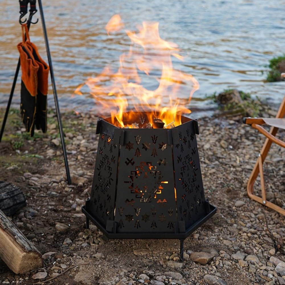 Poêle à pour bois Pliant Acier 20x30cm pour Camping Poêle à pour