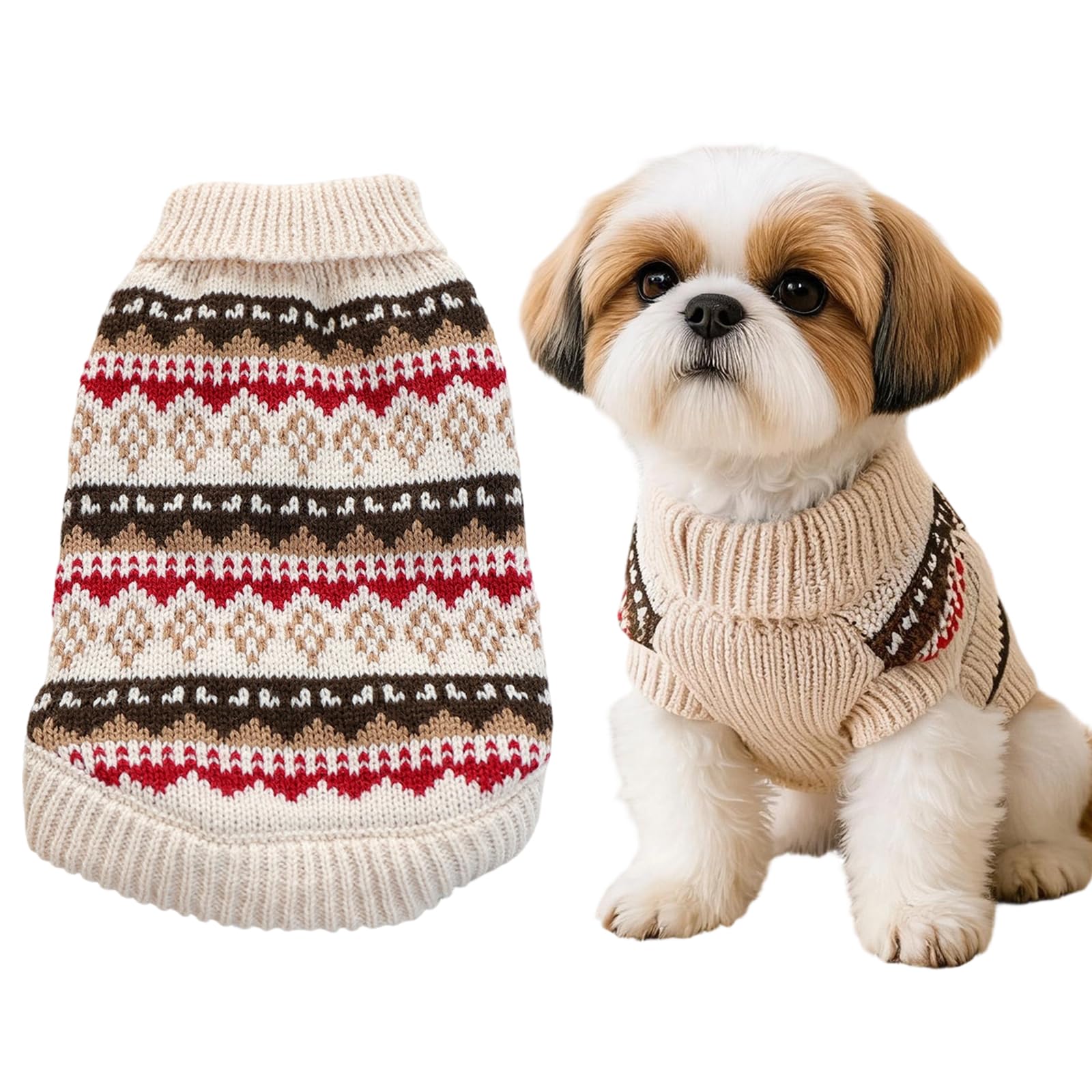 Knit Dog Sweater Winter, Fair Isle Jumper for Dog(Size M)