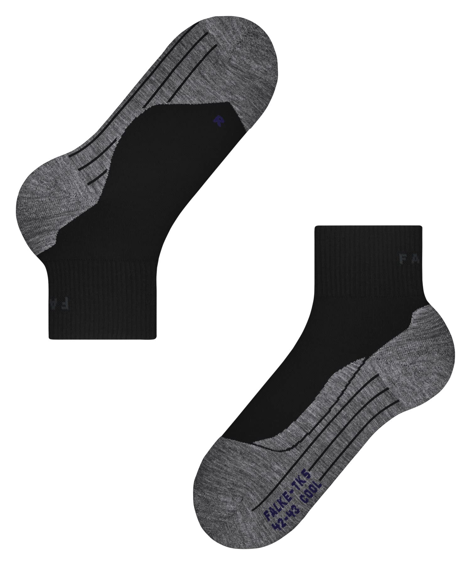 FALKE uomo TK5 Cool Short calzini da escursionismo imbottitura leggera anti-vesciche calze da trekking sottili rinfrescanti vegan traspiranti asciugatura rapida lyocell filo funzionale 1 paio