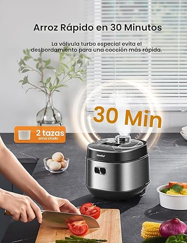 Miniatura 4 de COMFEE' Arrocera compacta 8 tazas cocidas/4 tazas sin cocinar, multicocción 9 en 1, máquina de arroz rápida, vapor, arroz integral, granos