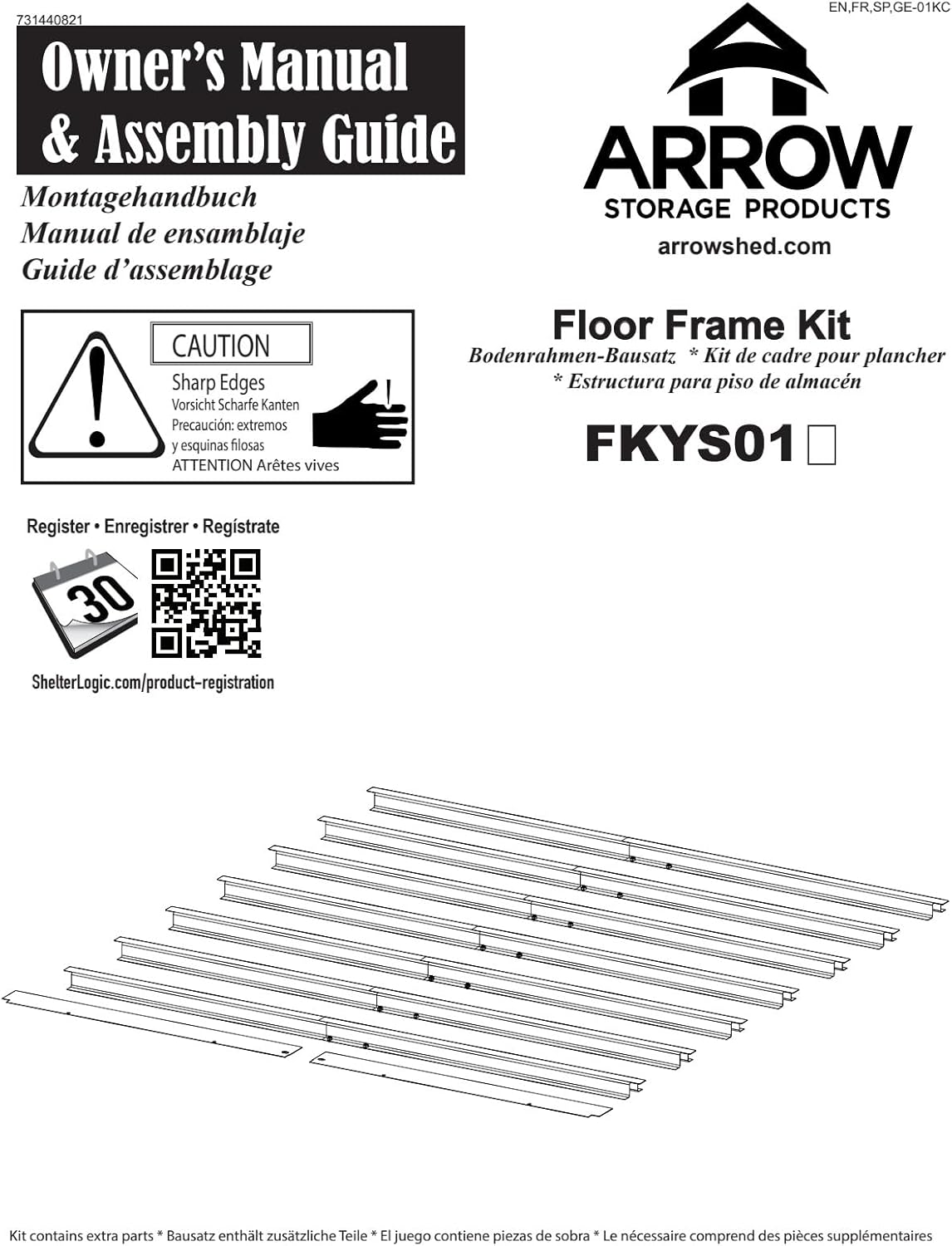 Arrow Sheds 4' x 7' Steel Floor Frame for Yardsaver Compact Storage Shed, Outdoor Storage Shed Floor Frame Base Kit (Flooring Not Included), Galvanized