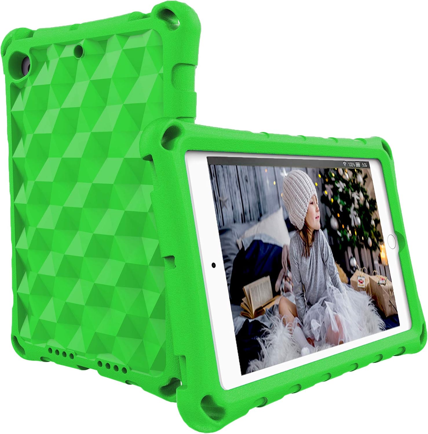 New iPad 9.7 2018 2017 / iPad Air 2 / iPad Air Tablet Case - Riaour [Stereo 3D Design] Light Weight Anti Slip Shock Proof EVA Protective Covers for iPad 6th/5th Gen/Air 1 2 (New Green)