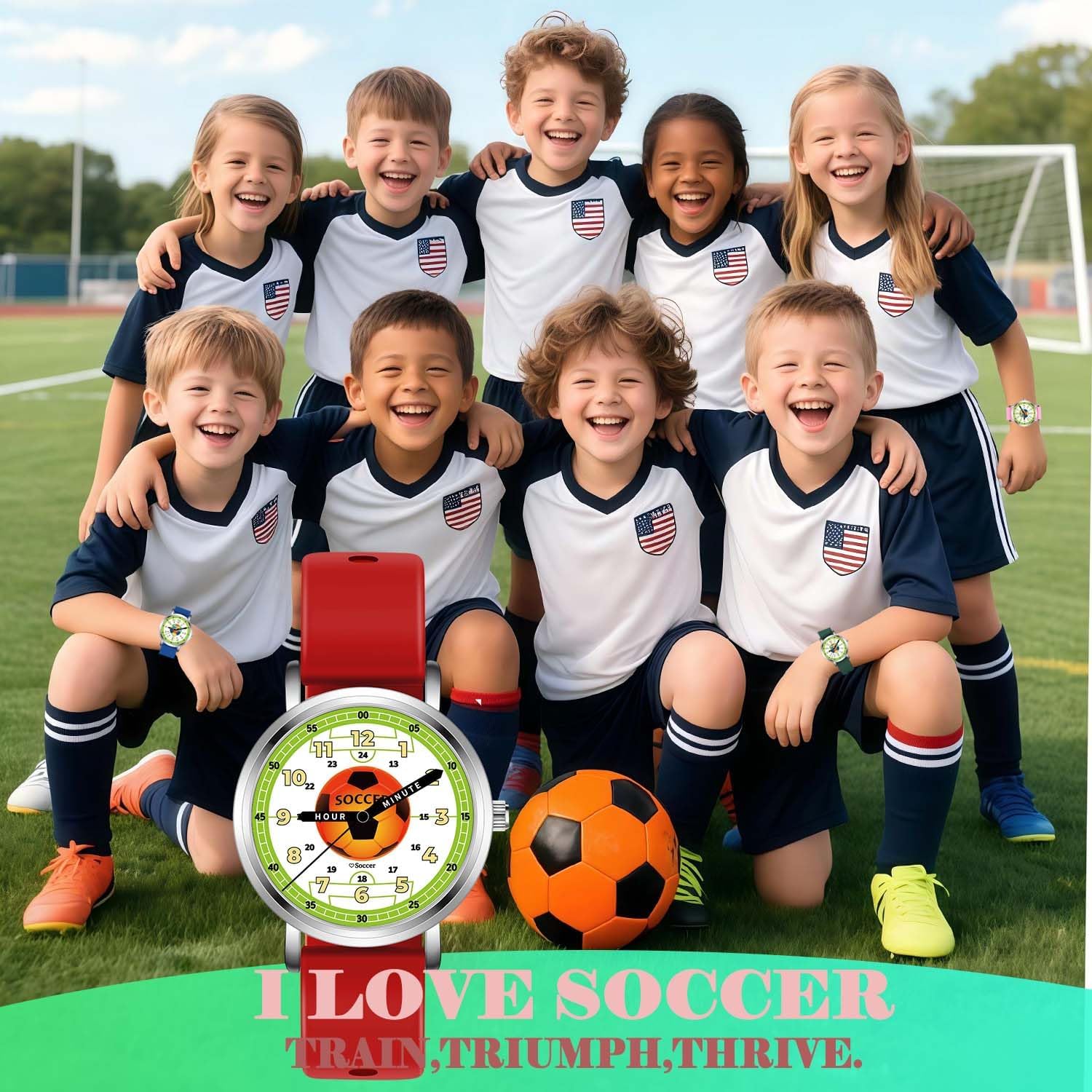 Blisshour Childrens Watches, Soccer Kids Learning Watch, Football Children's Toddler Learning Time and Easy to Read Time, Analog Watch for Boys and Girls Ages 3~11