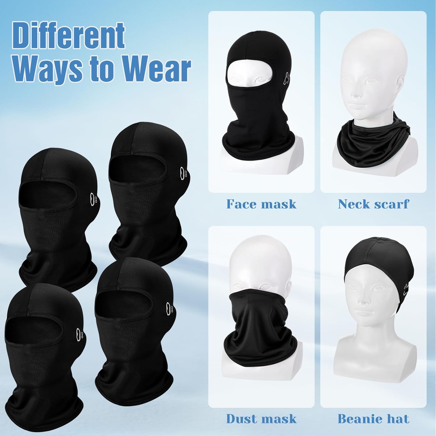 4 Pcs Winter Balaclava Winter Weather Neck for Boy Girl Youth Skiing Snowboarding Cycling - Image 5