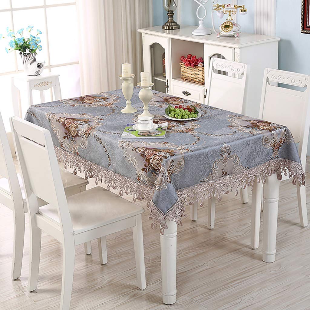 Nappe effet damassé champagne ronde pour table de 4 à 6 couverts