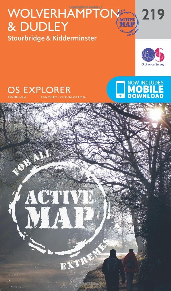 Ordnance Survey Explorer Active 219 Wolverhampton & Dudley Map With Digital Version Orange