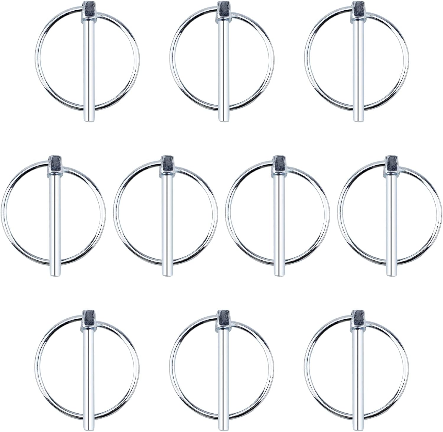 INCREWAYLynch Pin, 10Pcs 4.5mm Carbon Steel Yoke-End Locking Pins Trailer Lock Pin Lynch Retaining Pins Locking Pin Fasteners for Track Farm Lawn, Silver