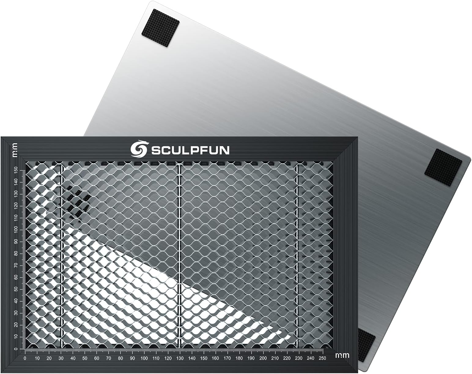 SCULPFUNHoneycomb Working Table Plate with Measuring Ruler, 2 Pack Laser Cutter Engraver Protecting Pannel Mate Competible with CO2 Diode Machine 300x200mm