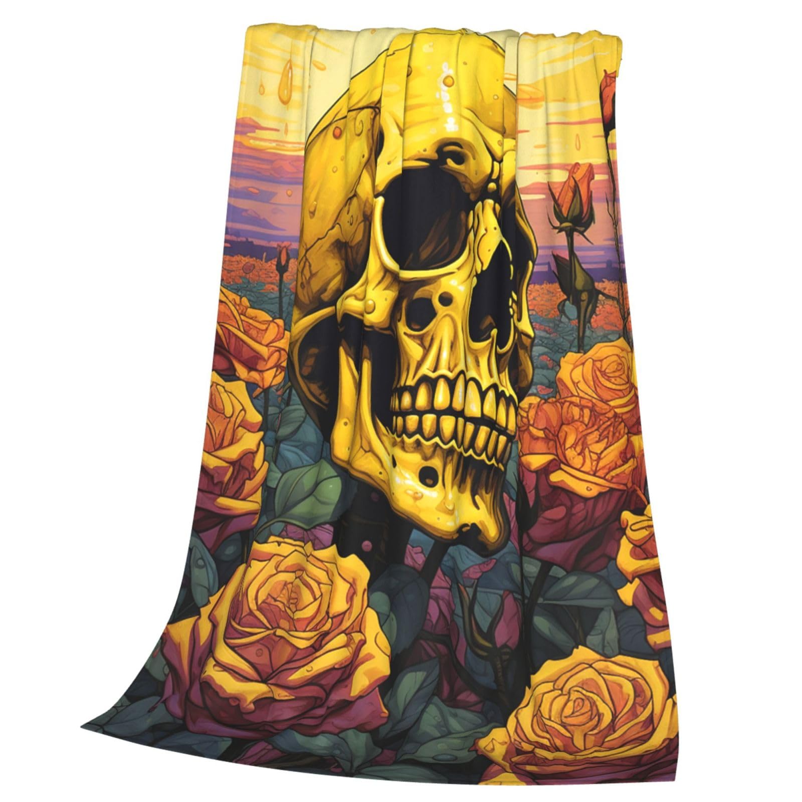 Couverture flanelle douce tête de mort plaid microfibre lit canapé