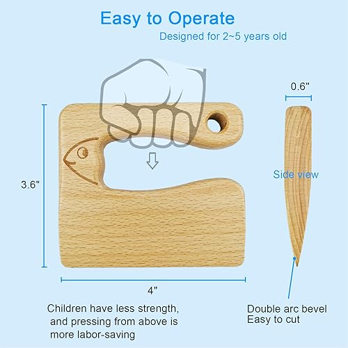 Miniatura 5 de Cuchillo de madera para niños, cuchillo Montessori para niños, herramienta de cocina para cocina real
