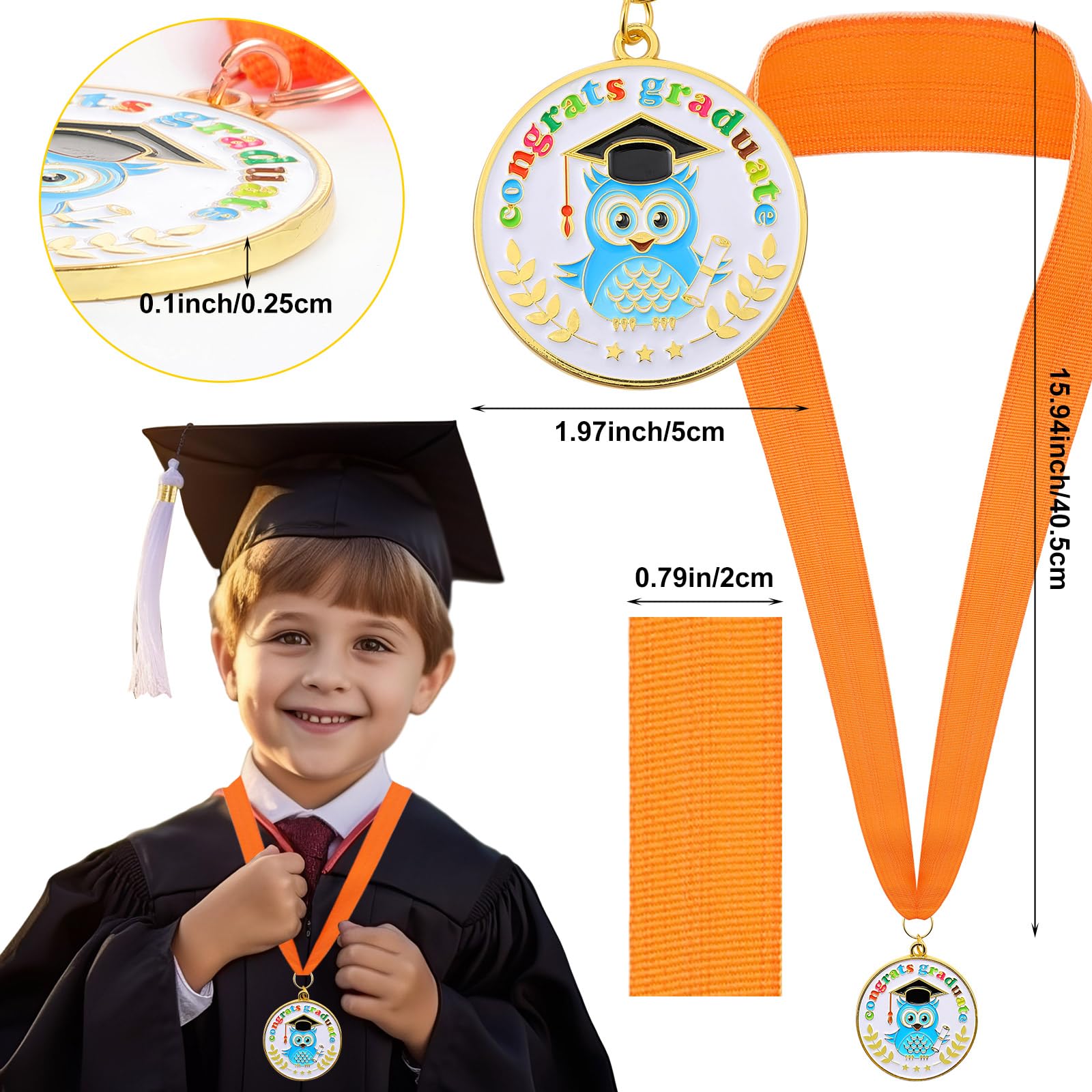 12 medaglie di laurea per scuola materna con nastro per il collo, premio di laurea prescolare medaglione premio di laurea medaglie sfuse per bambini congratulazioni regali decorazione studenti