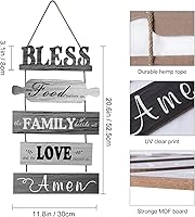 Vista 2 de Letrero de Bless the Food Before Us para decoración de pared de cocina, comedor rústico, decoración de pared, decoración de sala de estar