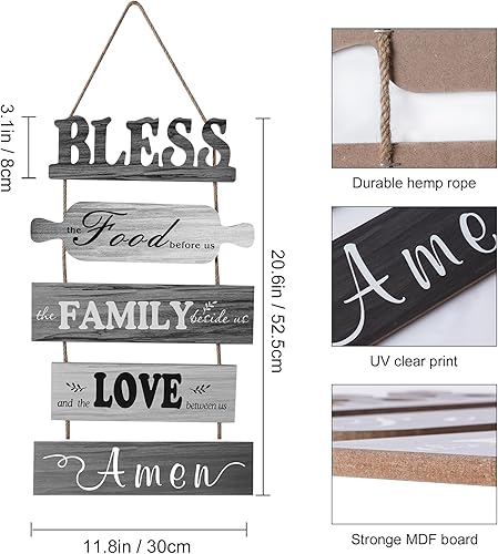 Miniatura 2 de Letrero de Bless the Food Before Us para decoración de pared de cocina, comedor rústico, decoración de pared, decoración de sala de estar,