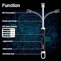 Vista 2 de ARECTECH Encendedor Eléctrico de Arco para Velas, Recargable USB, Sin Llama, Largos Encendedores para Cocinar Velas, Barbacoas, Fuegos Artificiales