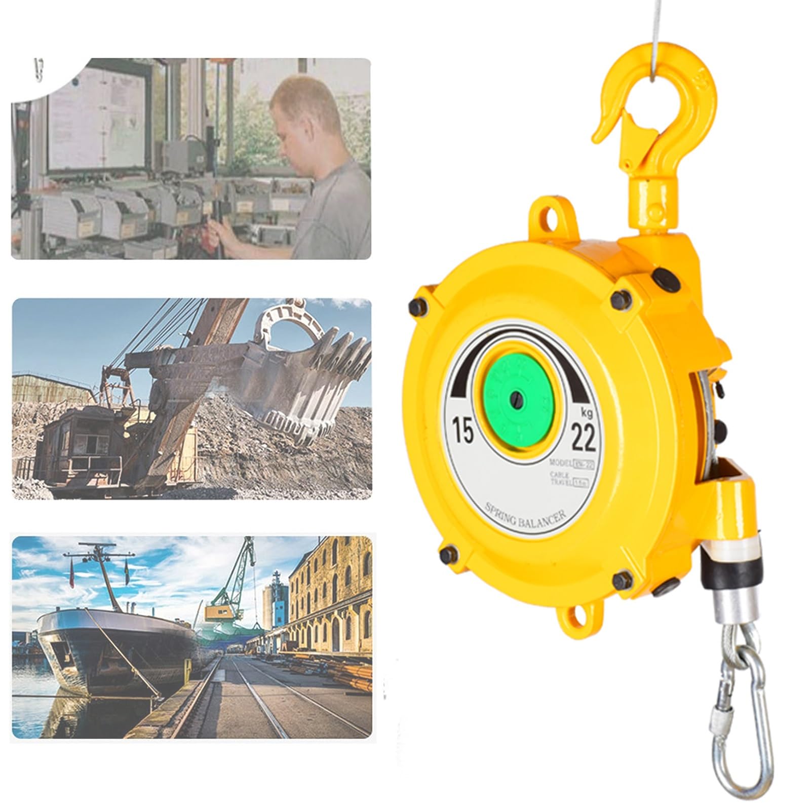 1pc Adjustable Retractable Spring Balancer with Hook and Wire Rope for Workshop, Assembly Line, and Automotive Equipment(15-22kg)