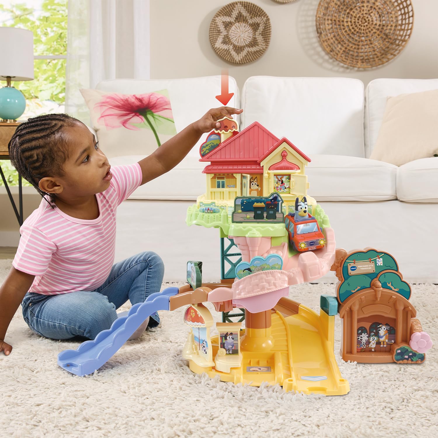 VTech Tut Tut Bolides Bluey Parcours City Toboggan, Circuit Voiture Enfant