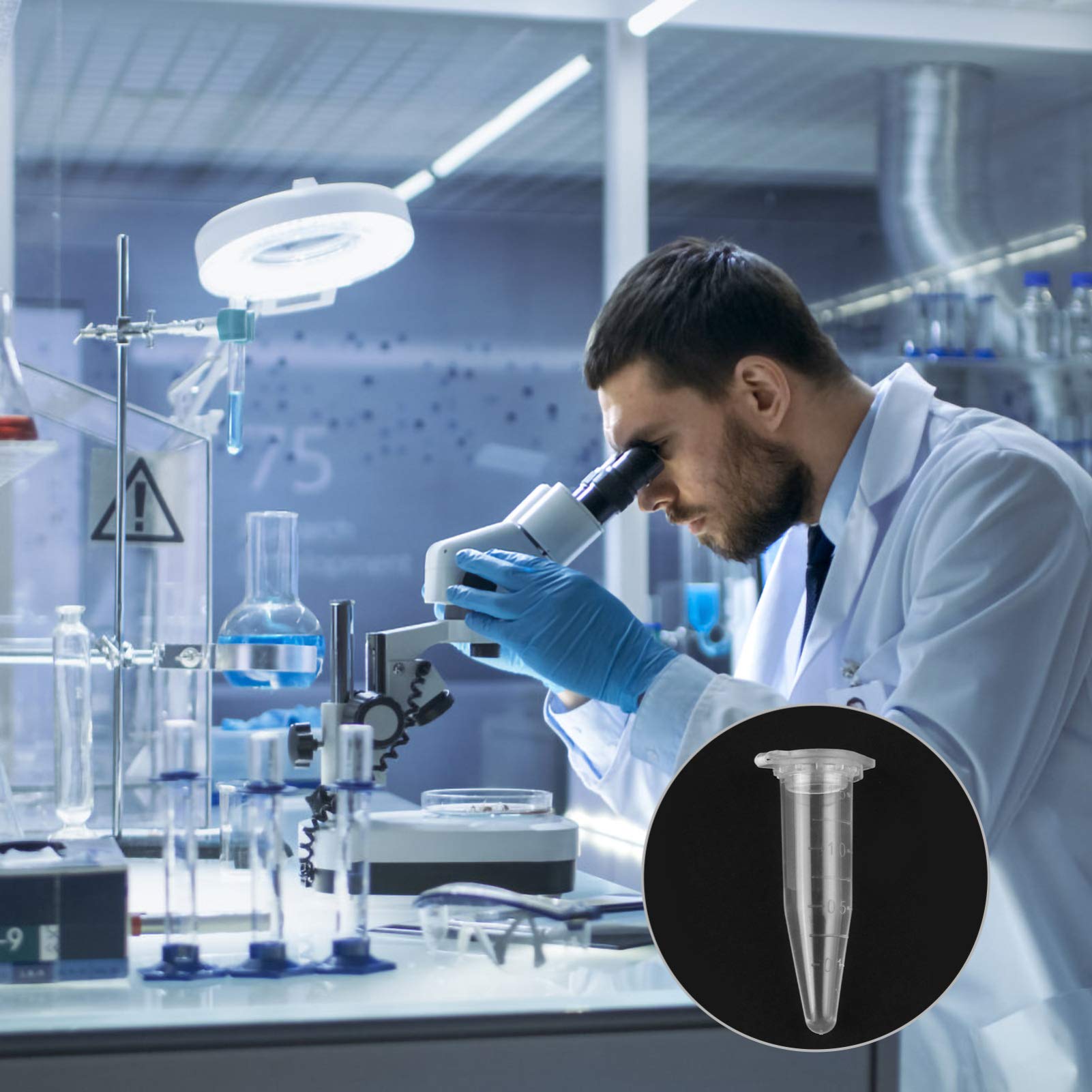 Tubos De Ensayo Vacíos Transparentes Con Tapa, 1000 piezas de tubo de almacenamiento de centrífuga de 1,5 ml, tubo de ensayo de plástico transparente con tapa adjunta, vial de muestra de centrífuga fo