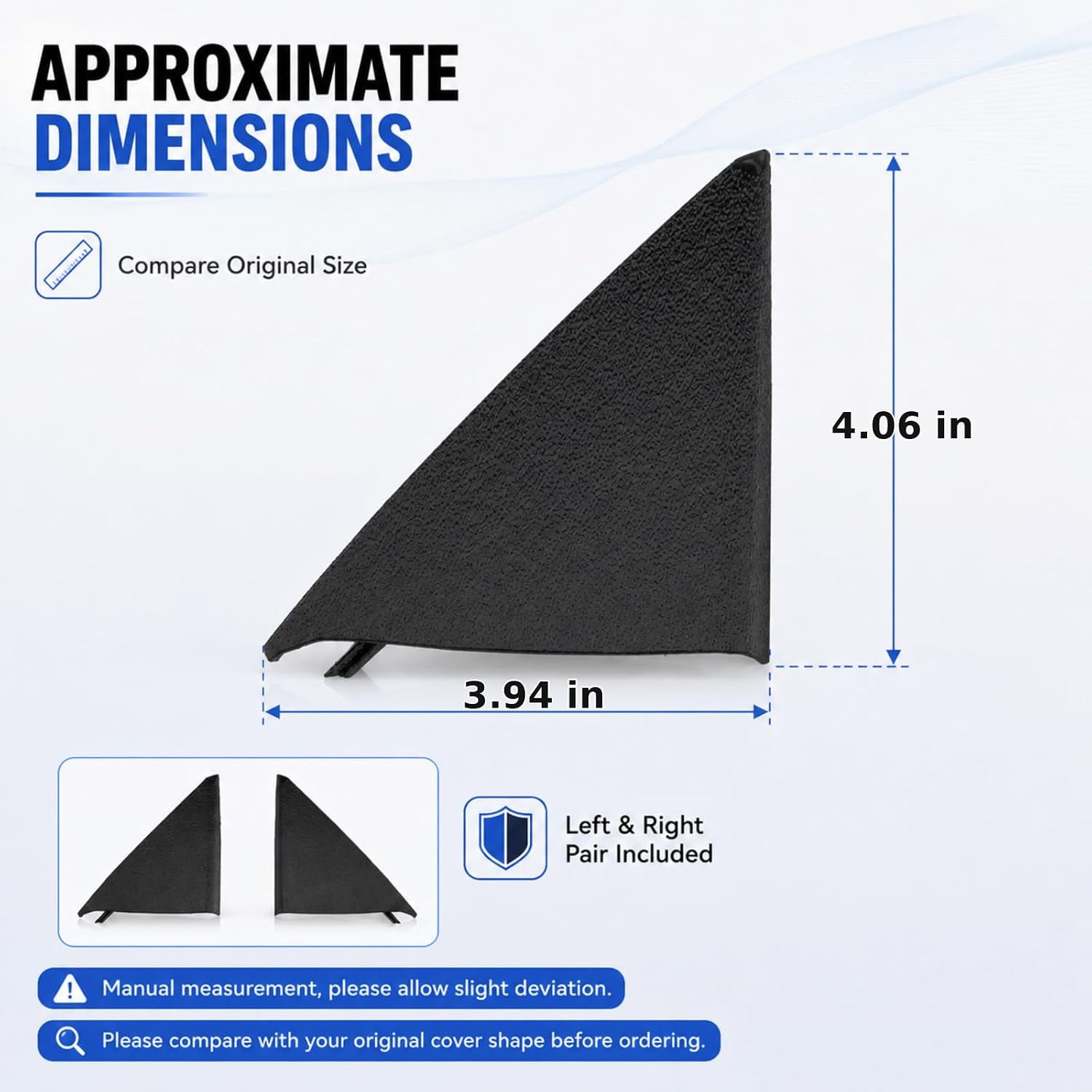 Interior Door Mirror Triangle Trim Cover Set Compatible with 2003-2012 Mercedes-Benz SL500 SL550 SL600 SL55 SL63 SL65 AMG R230, Left and Right Mirror Sail Panel Replaces A2307200511 A2307200611, Black