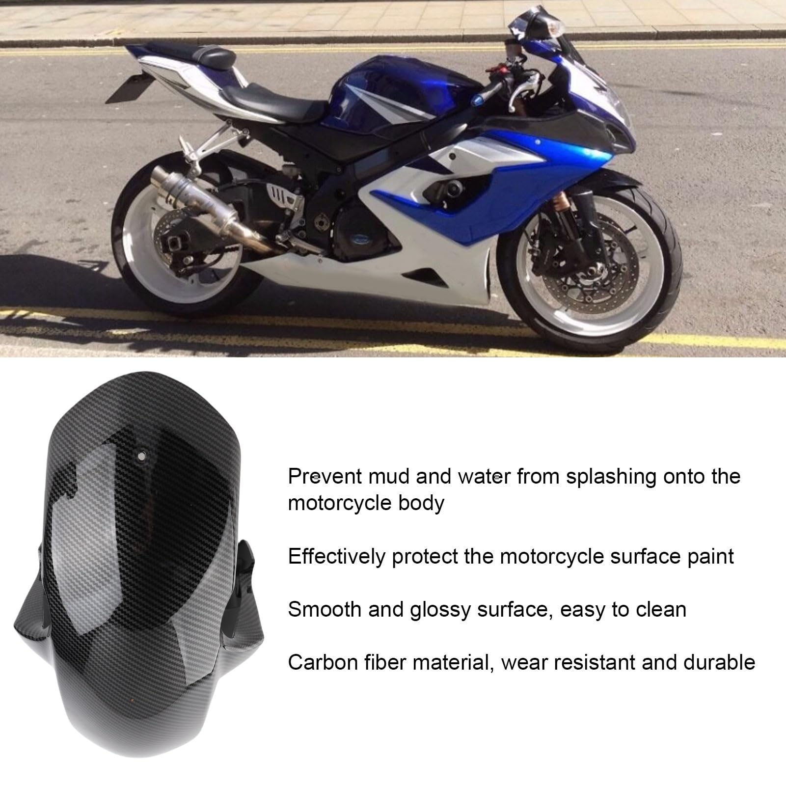 KIMISS Garde-Boue Avant de Moto en Fibre de Carbone de Rechange pour GSXR 1000 K5 K7 2005-2007 et GSXR 600 750 K6 2006-2010 – Protection élégante et Fonctionnelle