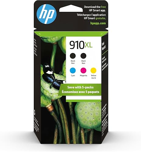 HP Cartuchos de tinta originales de alto rendimiento 910XL, negro, cian, magenta, amarillo (paquete de 5) | Works OfficeJet 8010, 8020 Series