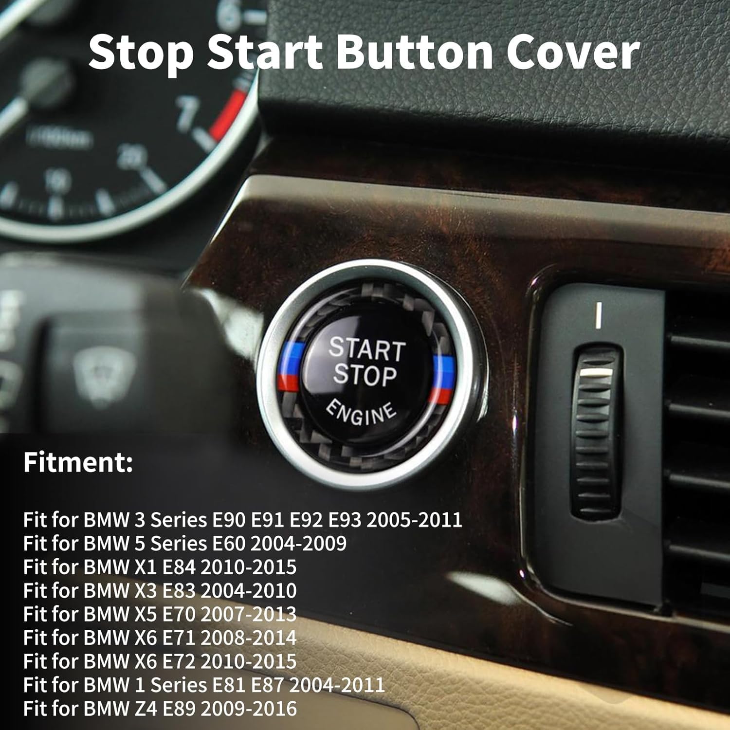 Pokrywa przycisku Start Stop, osłona przycisku startu samochodu, wyłącznik zapłonu, naklejka akcesoria do BMW serii 3, 5, X5, X6, E90, E91, E92, E93, E60, E70, E71, Z4, E89, 2009-2016