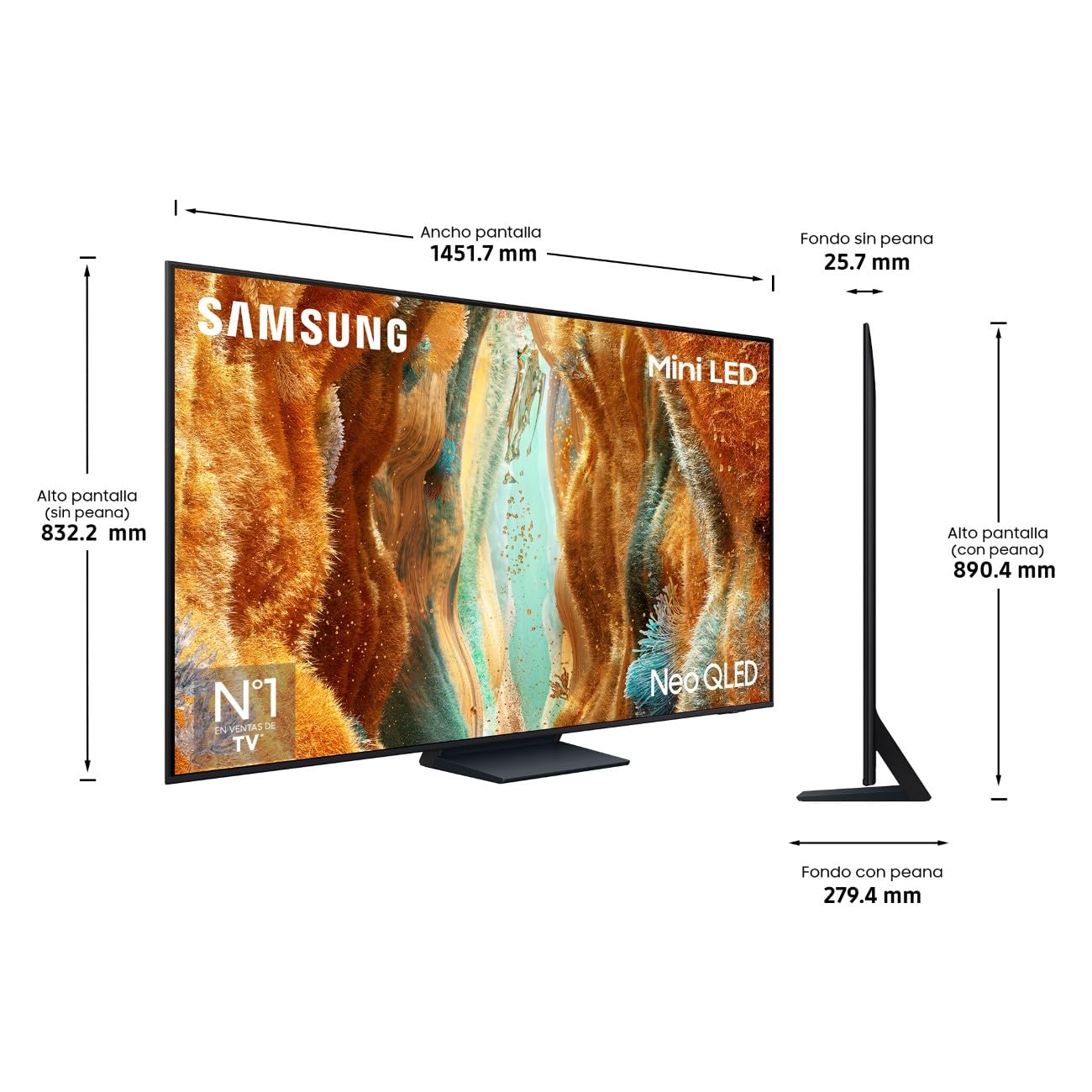 Samsung TV 65 Pulgadas Neo QLED QN74F 4K Mini LED Smart TV con Vision AI, Quantum Matrix Technology Slim y más de 500 Canales