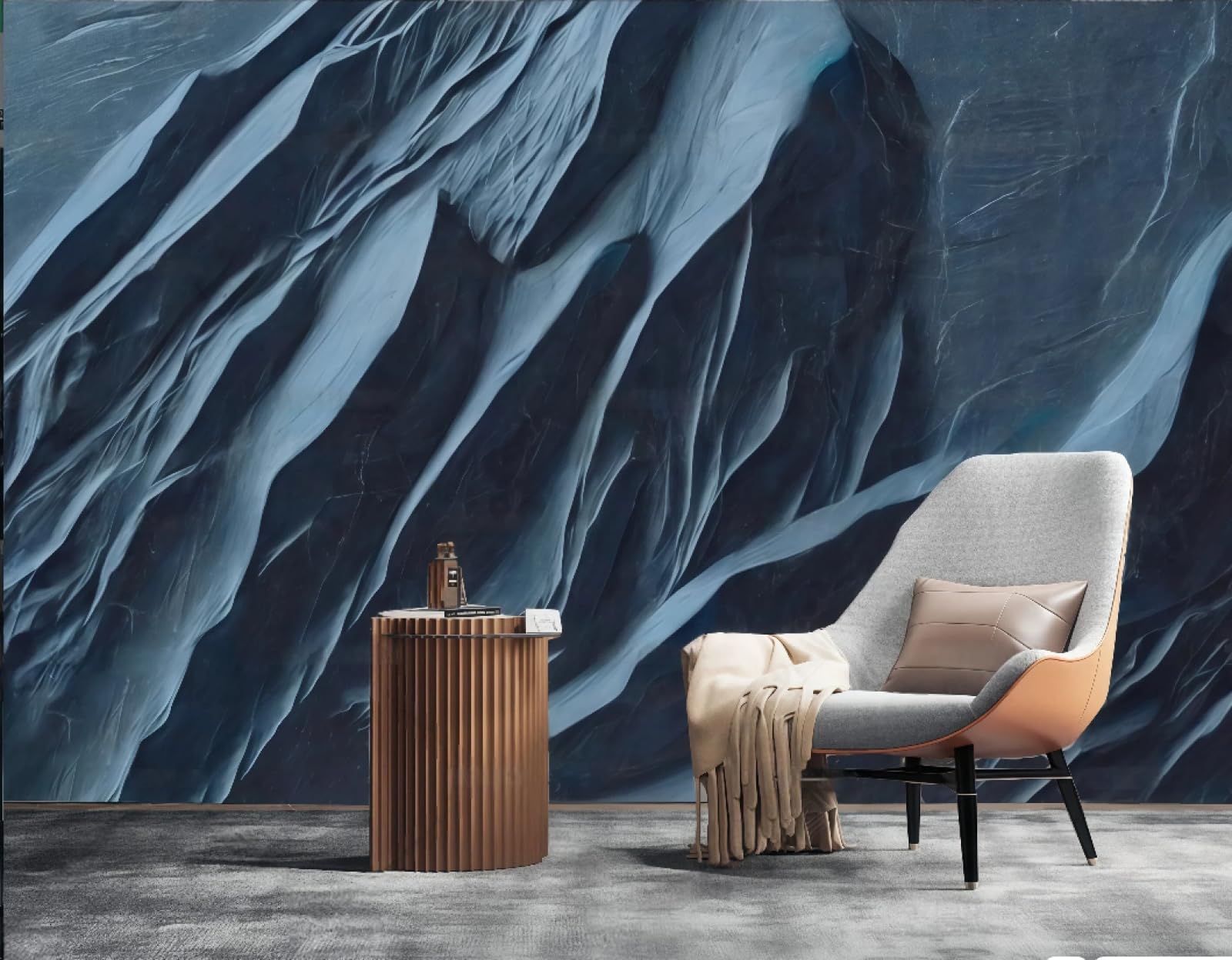 Tapeta nowoczesna minimalistyczna trójwymiarowa niebieska skała szczyt łączenie marmurowy wzór TV sofa tło tapeta ścienna salon restauracja kawiarnia mural, 3D, 400 x 280 cm
