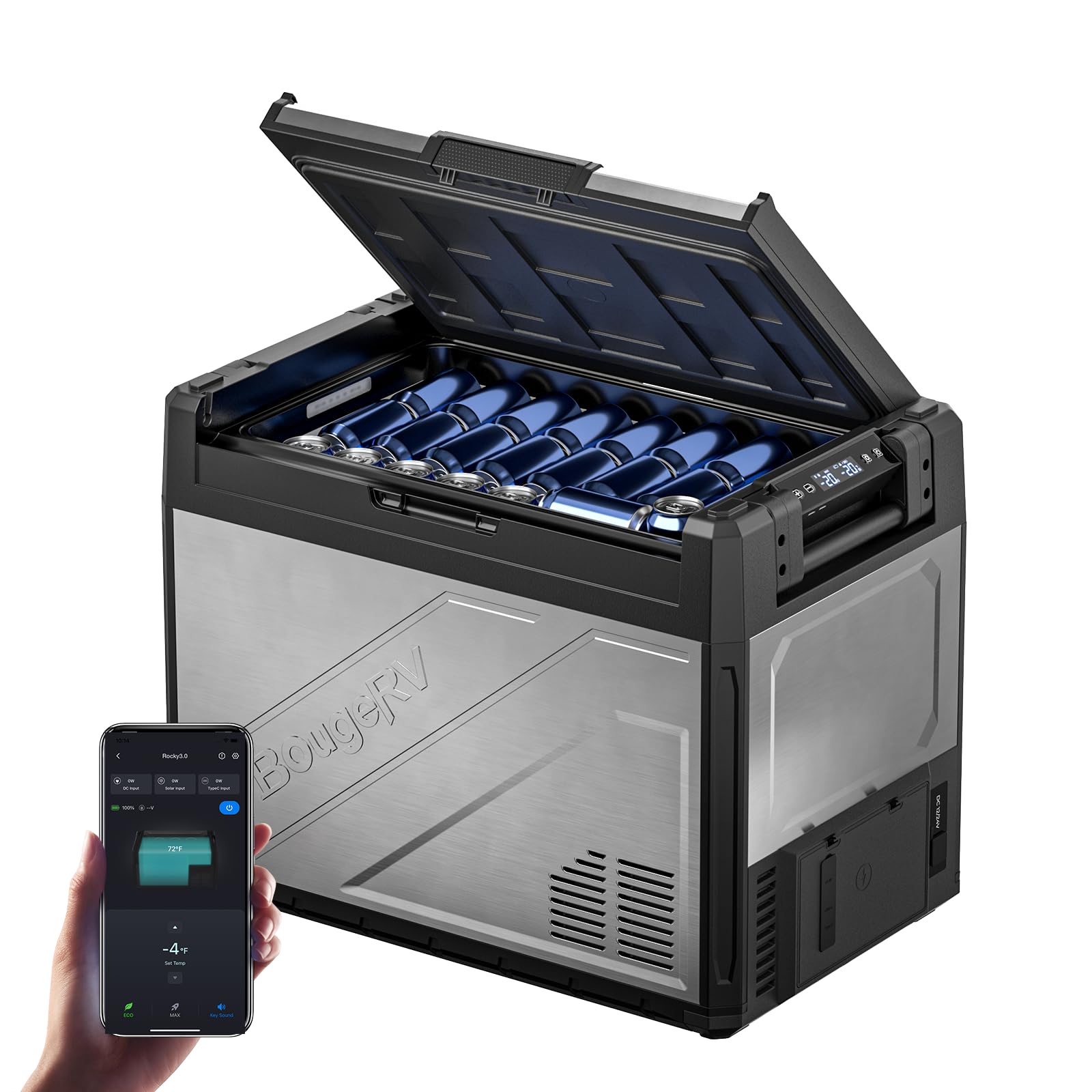 BougeRV Rocky3 Kompressor Kühlbox mit 240Wh Akku Auto Kühlbox 12V/24V