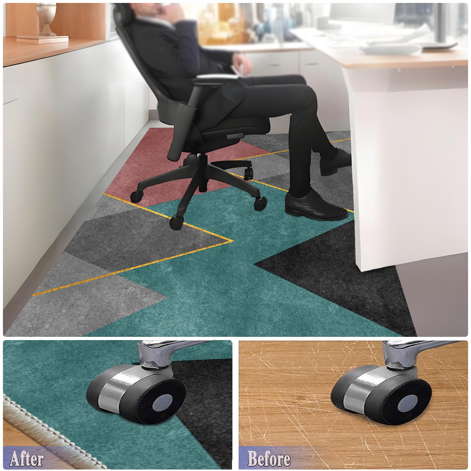 180 x 200 cm Tapis Chaise de Bureau, Tapis Fauteuil Gaming, Tapis Bureau Sol, Tapis Protection Sol Chaise Bureau, pour fauteuils de Gaming de Sol Convient au Bureau à Domicile