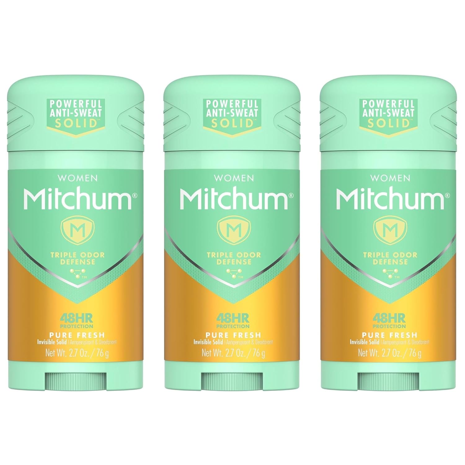 Mitchum For Women Advanced Control Anti-Perspirant Deodorant Invisible Solid Pure Fresh 2.70 oz (Pack of 3)