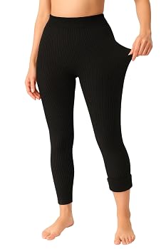 Miza Women's Winter Ribbed Thermal Leggings, Soft Stretch Material, One Size, High Waist Thermal Pants
