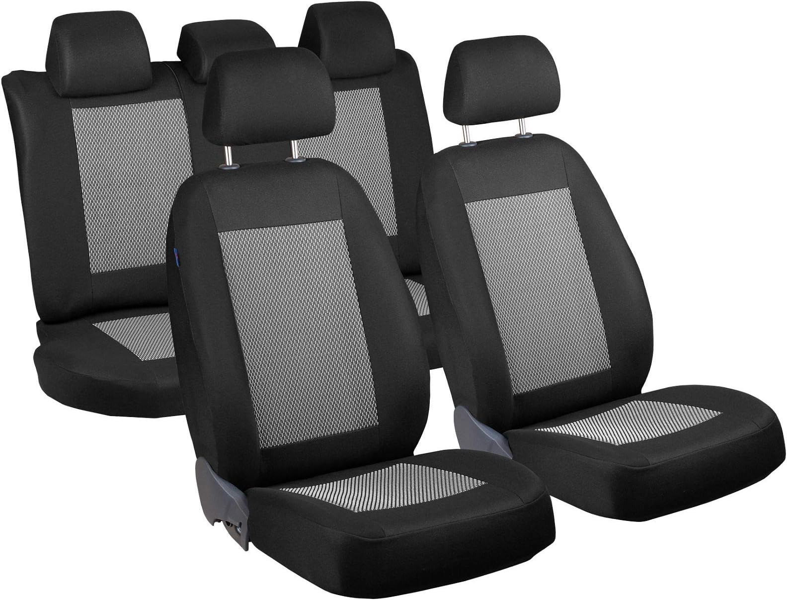 Zakschneider Car seat Covers for Baleno - Full Set - Color Premium Black with White Stripes