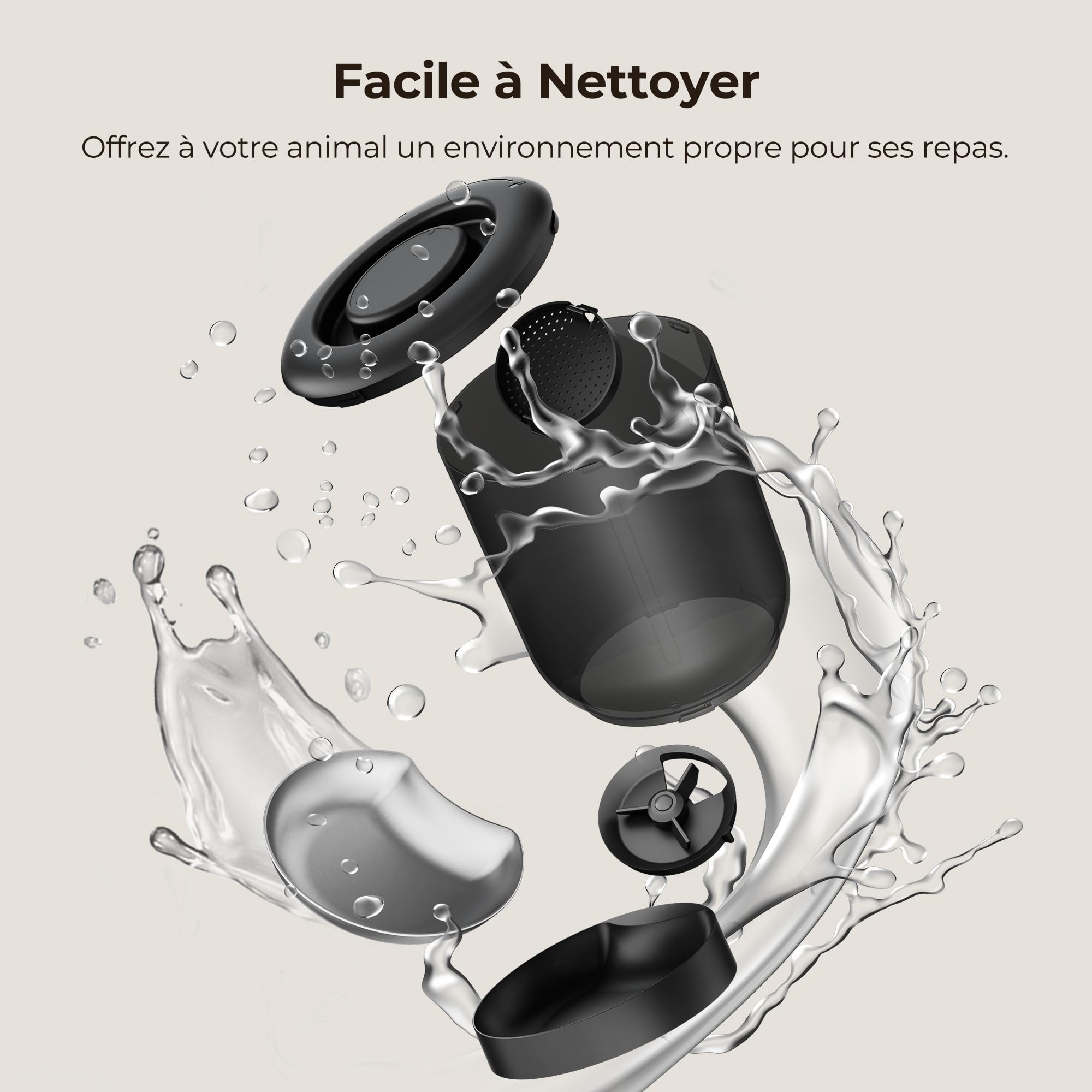 Distributeur Croquettes Chat Automatique, WiFi Caméra, Bol Inoxydable, Programmable & Portionnée, Batterie de Secour - PF4 Noir - Vision Suivi, Mode de Repas Lent