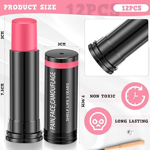 Miniatura 9 de Sweetude 12 piezas de palo de fútbol, palo de ojos deportivos, pintura facial deportiva para béisbol, sóftbol, estadio, atletas, Halloween, cosplay,