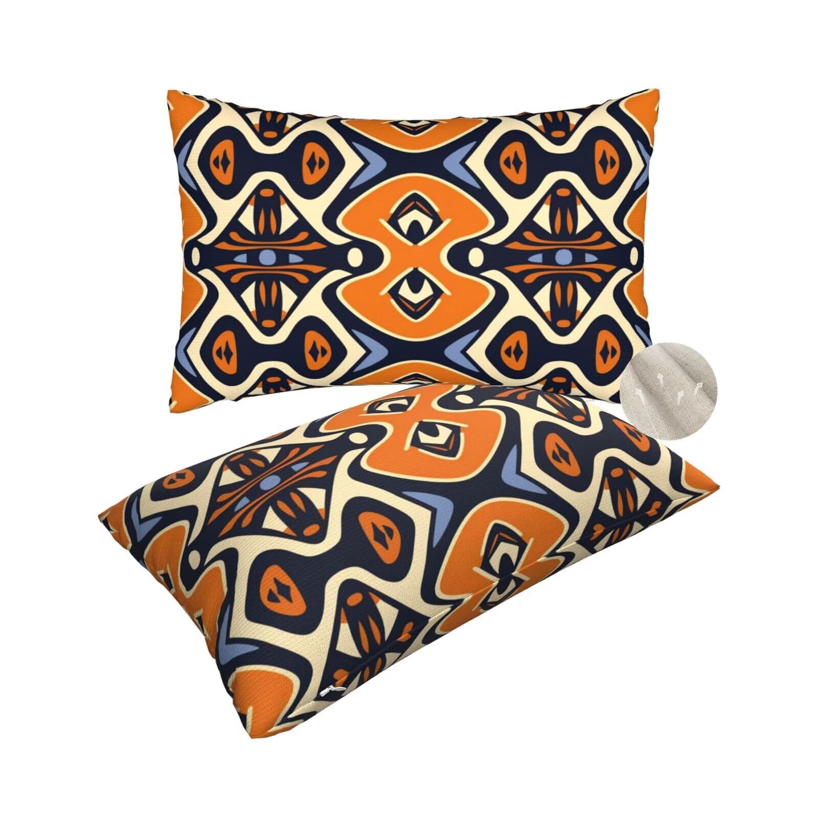 Housse coussin 60x90 cm grand format rectangulaire déhoussable lot de 2