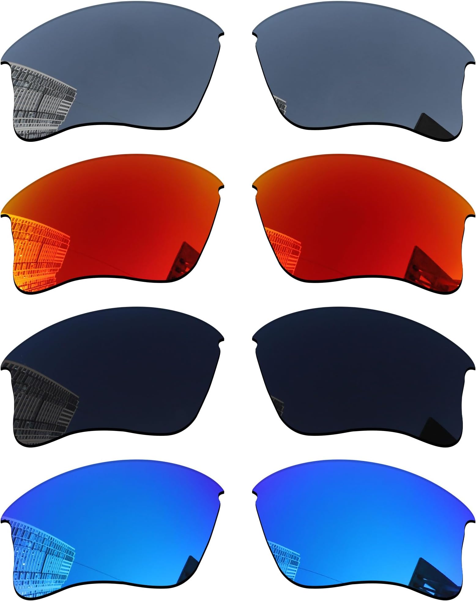 4 Pairs Polarized Replacement Lenses for Oakley Flak Jacket XLJ OO9009 Sunglasses, Perfectly Fit, Shatterproof, Anti-scratch, Value Pack