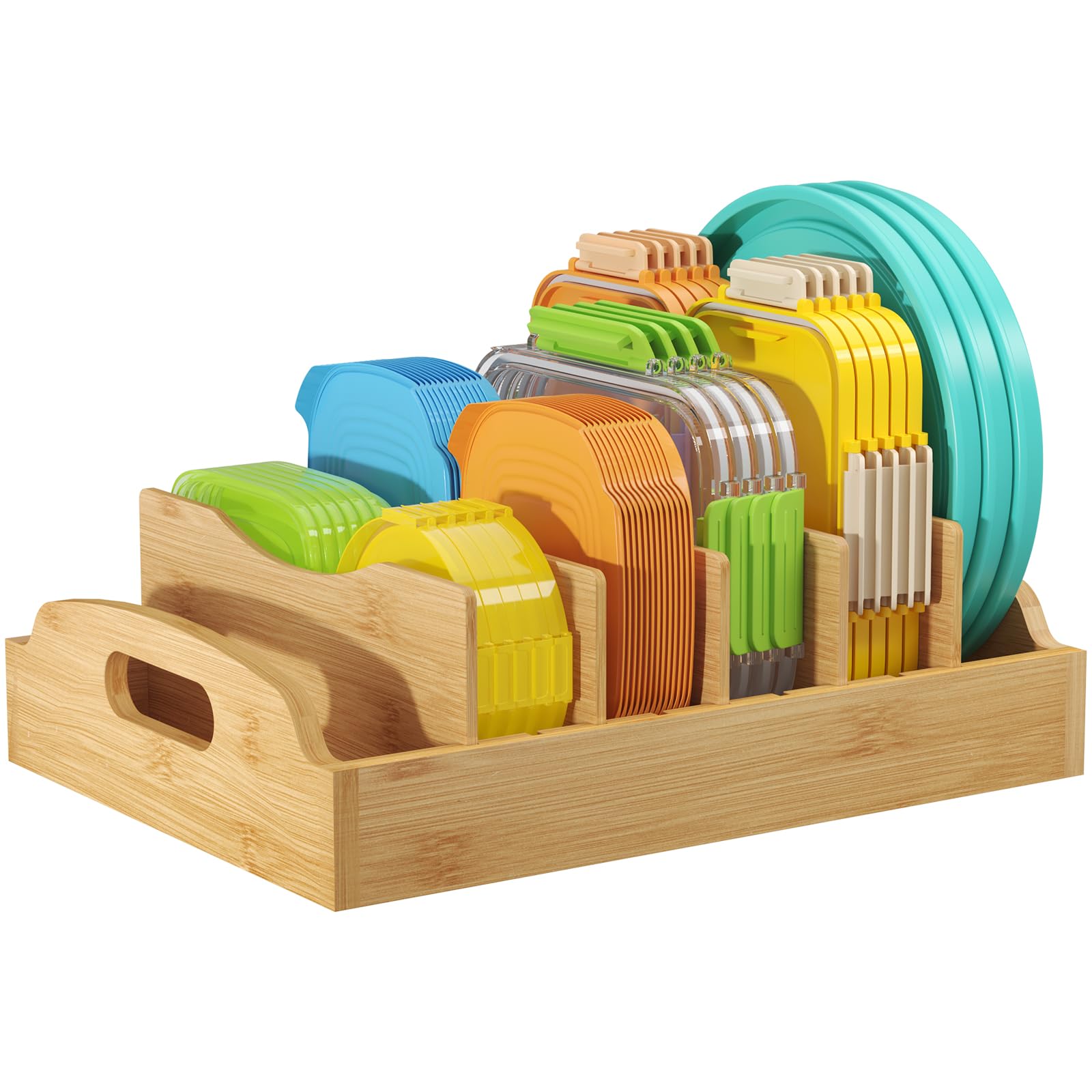 Lifewit Bamboo Lid Organisers for Inside Cupboard with 6 Sections