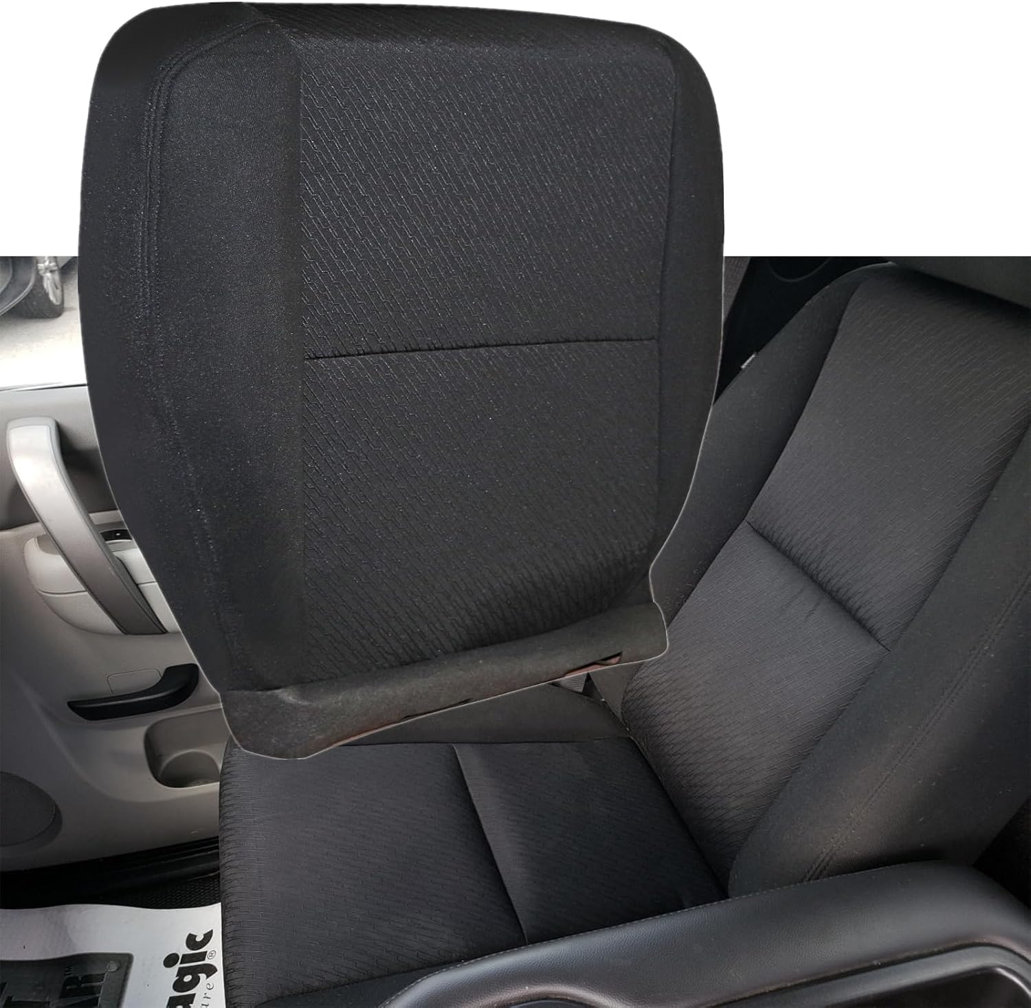 SecosAutoparts Driver Side Bottom Cloth Replacement Seat Cover Black & Foam Cushion Compatible with Chevy Silverado Tahoe Suburban Avalanche GMC Sierra Yukon 2007 2008 2009 2010 2011 2012 2013 2014