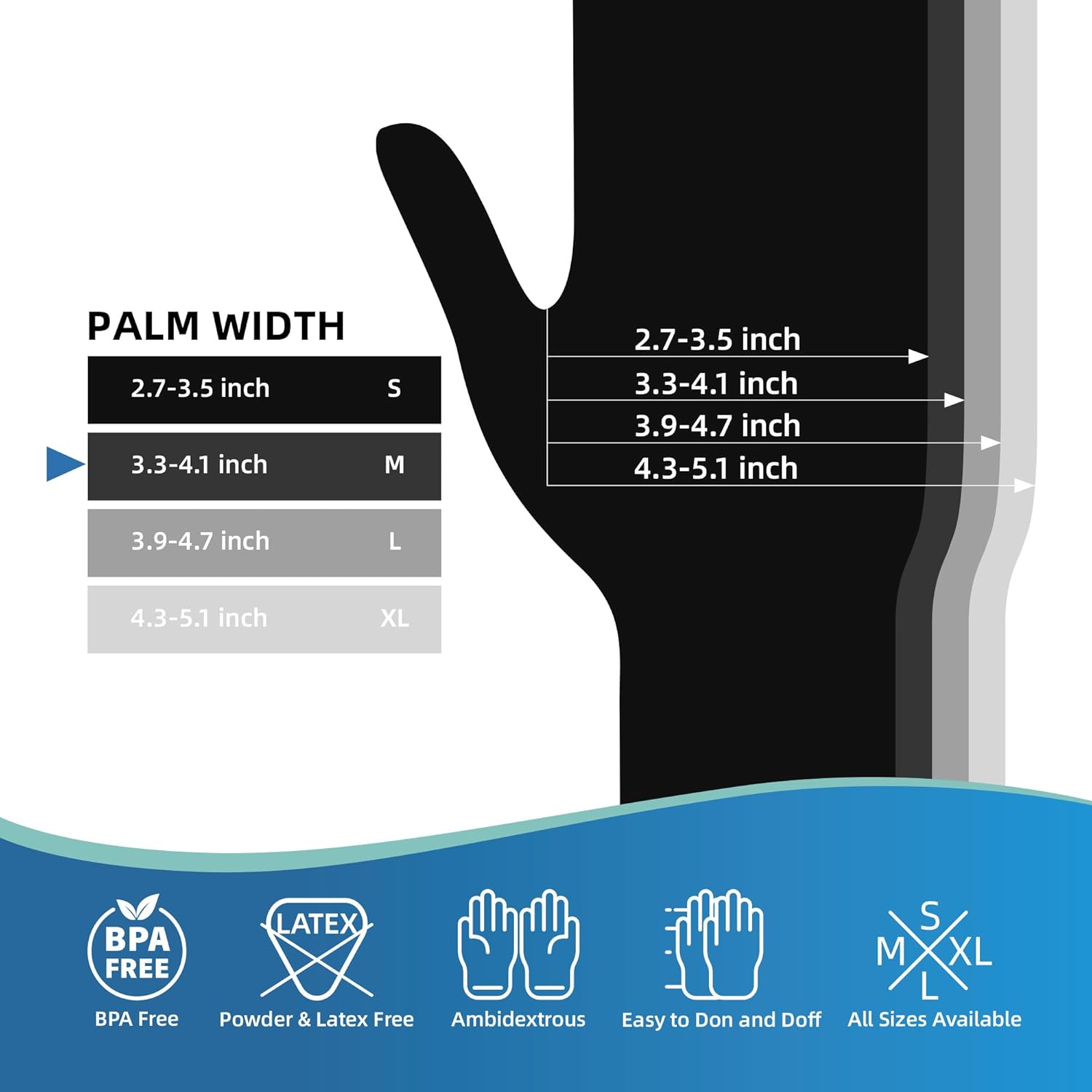 Black Disposable Nitrile Gloves, 1000 Count Extra Thick 4 Mil Protective Glove, Latex-Free, Powder-Free