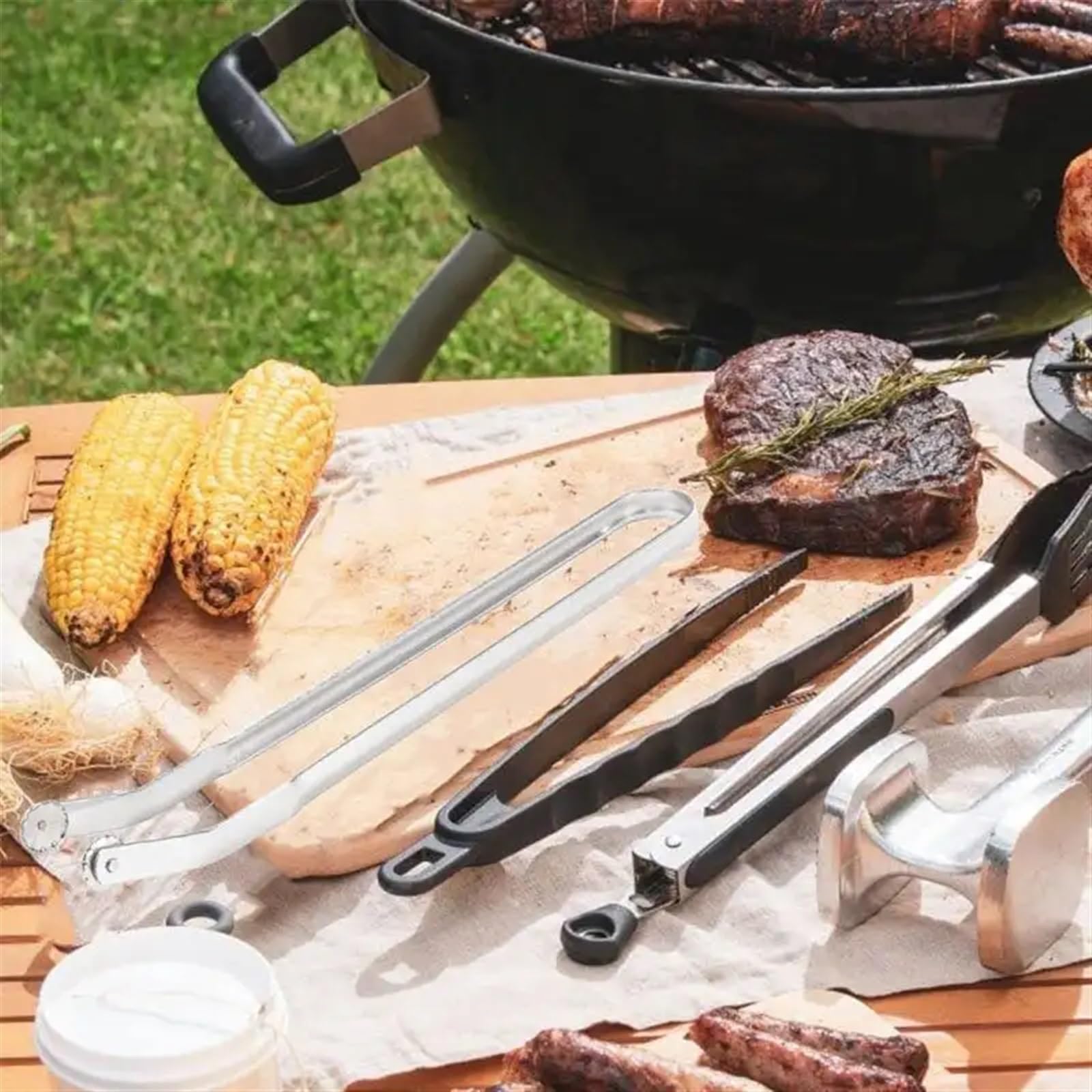 Szczypce do kiełbasy BBQ ze stali nierdzewnej Nonstick szczypce do kiełbasy obracanie naczyń do grillowania długa rączka szczypce kuchenne narzędzia do grillowania(Color:3pcs)