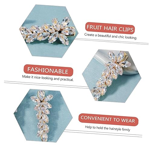 Miniatura 2 de 2 pinzas para el cabello de cristal brillante, diamantes de imitación de pico de pato de cocodrilo, pasadores de pelo hechos a mano, elegantes