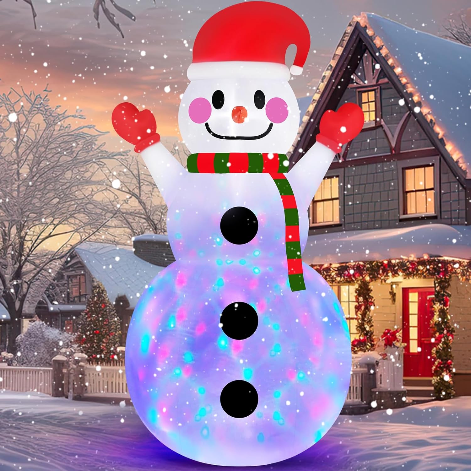 Danxilu 10 FT Christmas Inflatable Snowman Outdoor Decorations Built in Rotating Colorful Light Giant Inflatable Snow Man Yard Decoration Xmas Blow Ups for Outside Indoor Garden Holiday Party Decor 10FT Snowman