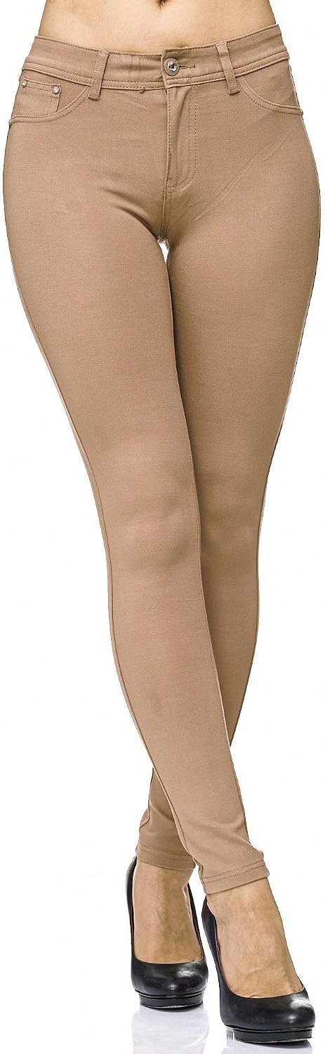 Elara Chunkyrayan Women's Stretch Trousers Skinny Fit Jegging 46 Taupe Boston