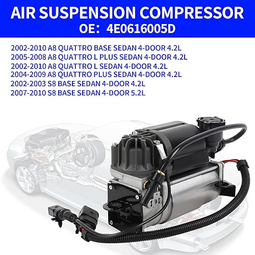 Miniatura 6 de RXLUCKIES Compatible con compresor de suspensión de aire Audi A8 D3 4E 6-8 cilindro 2002-2010, 4E0616007D, 4E0616007B, 4E0616007, 4E0616005F,