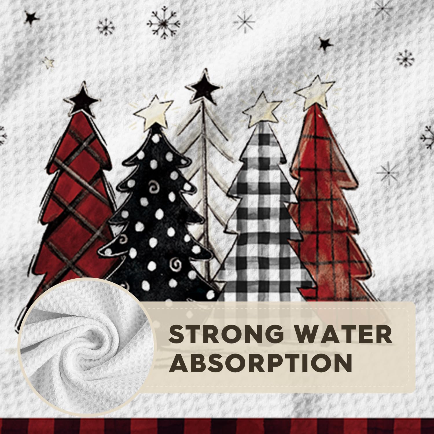 Artoid Mode Red Xmas Tree Snowman Merry Christmas Bar Kitchen Towels, 12x24 Inch Quick Dry Microfiber Cloth Dish Towels for Kitchen Drying Set of 4