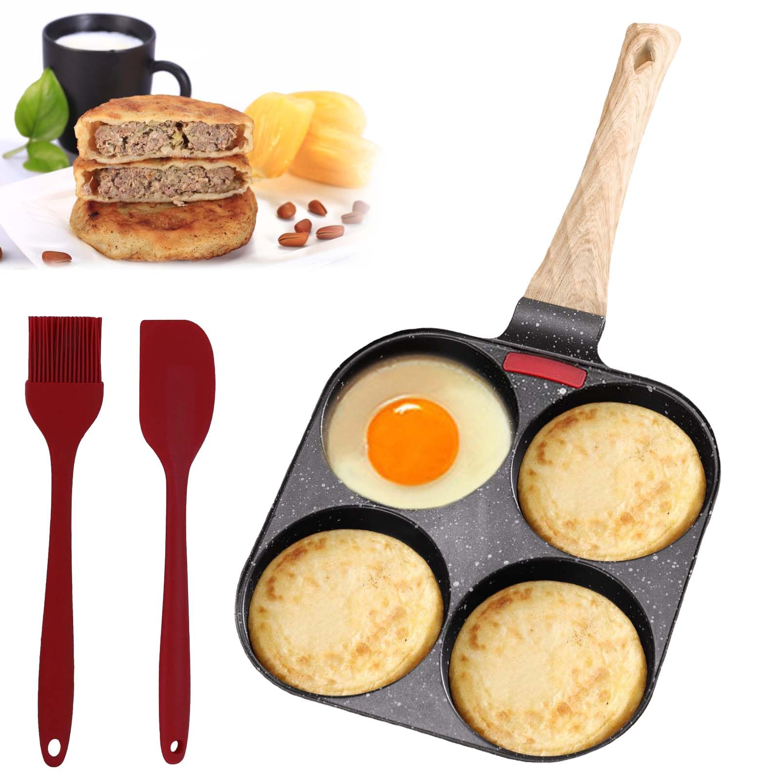 Padella Per Uova A Forma Di Cuore - 4 Fori Antiaderenti, Con Spatole In Silicone - Foto 8